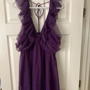 Maeve by Anthropologie Ruffled Purple Tulle Mini Dress XL